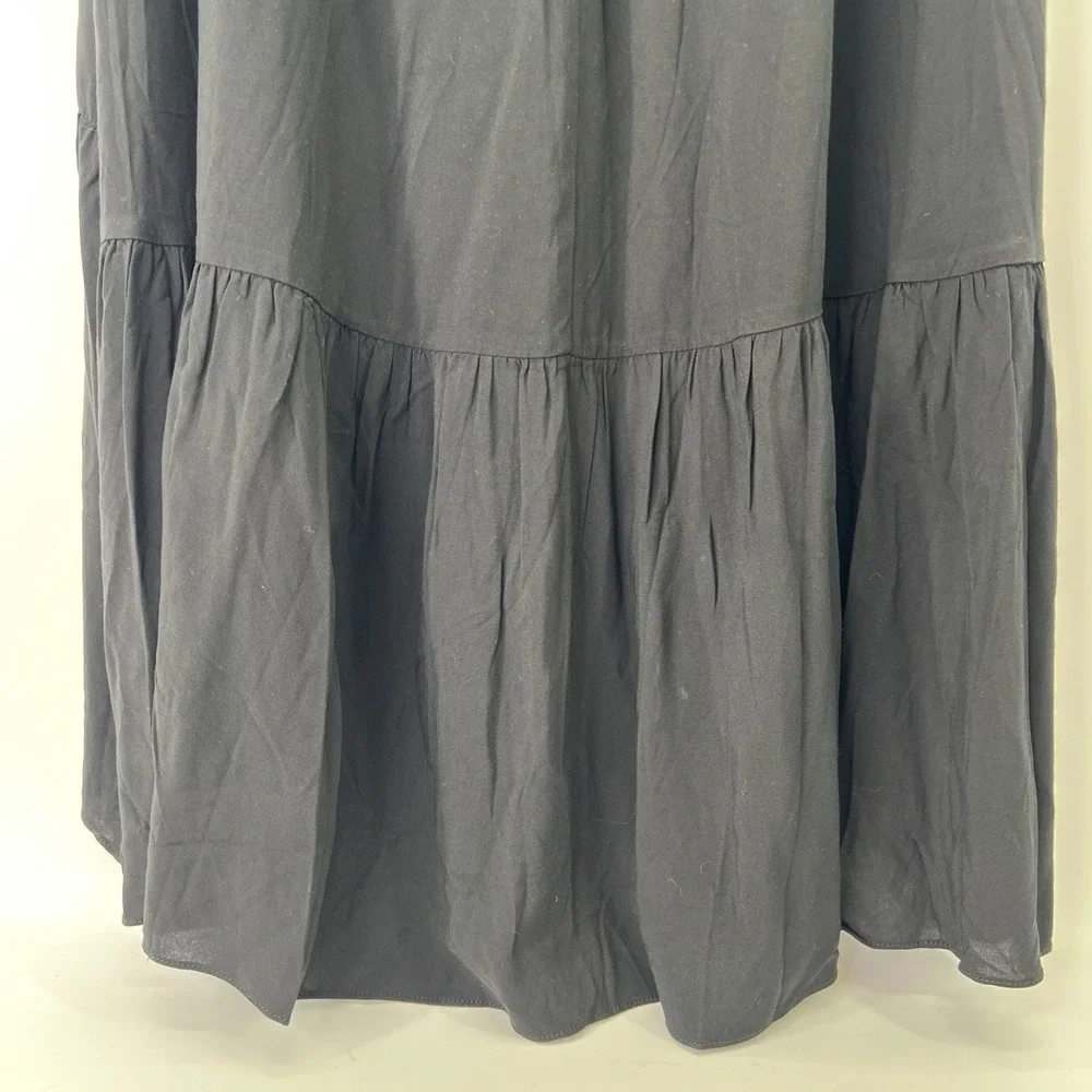 Halara Maxi Skirt Sz M Black High Waist Tiered Ruffle Hem Flowy Boho Resort - Picture 8 of 15